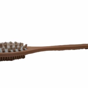 go nature y dual sided shower brush massager, long handle for spa at home