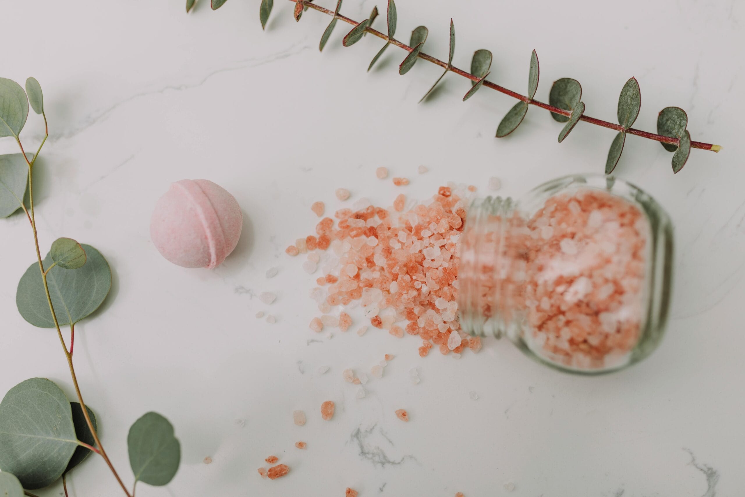 pexels photo 6724317 6724317 Pink bath salts and botanicals create a relaxing spa atmosphere. Perfect for wellness and self-care visuals.